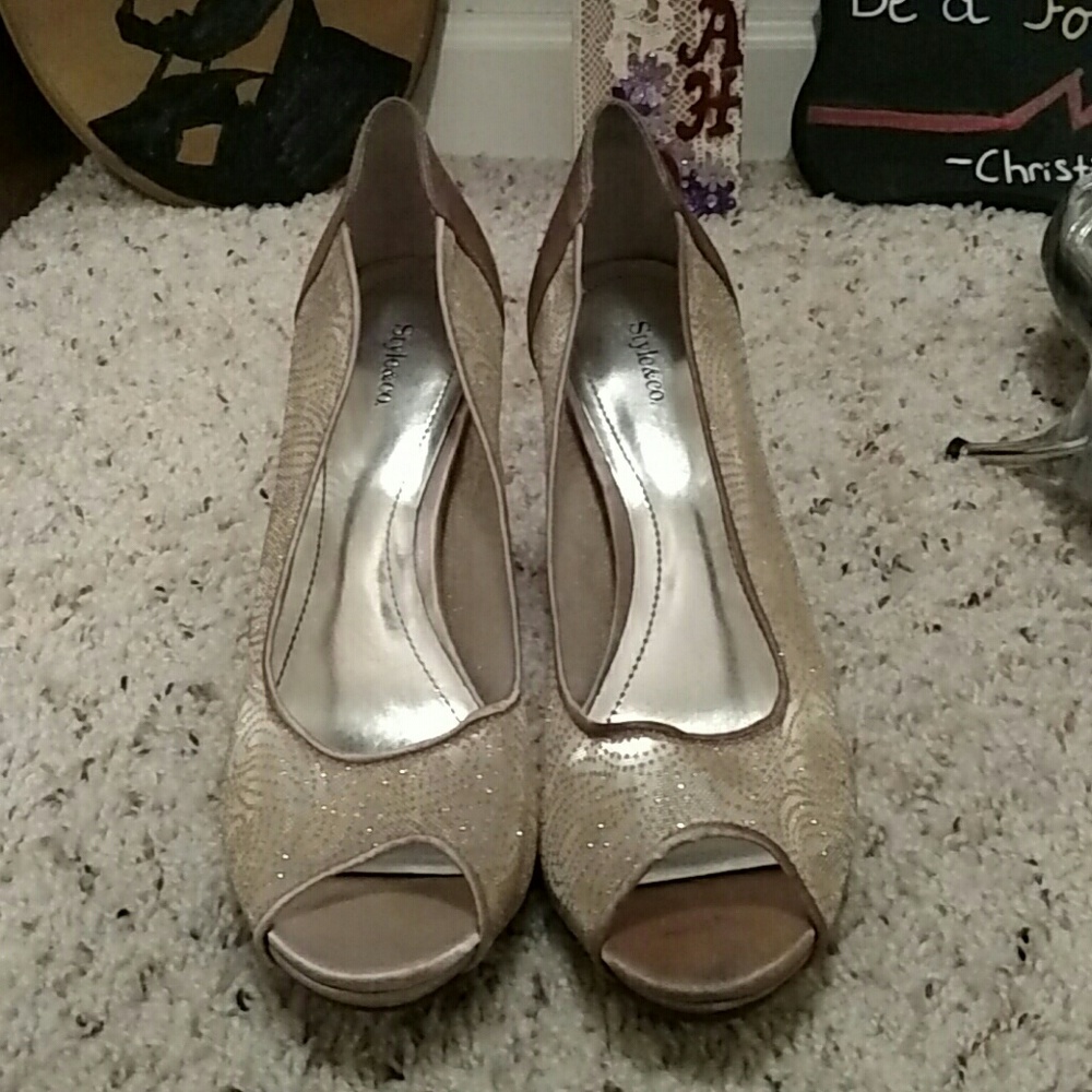 Gold sheer heels